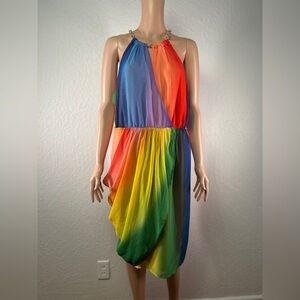 New York & Company Rainbow Dress size L